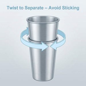 Vente en gros de verres à boire en acier inoxydable incassables empilables de 330 ml avec couvercle en PP, tasse à bière, tasse de voyage, camping, usage quotidien - Product Image 6
