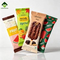 Sachet d'emballage personnalisé imprimé pour bâtonnets glacés, sachet en plastique à fermeture à soufflet pour yaourts glacés et barres de crème glacée