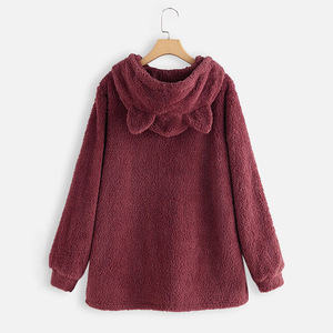 Sudadera con Capucha Extra Grande para Mujer, Tejida, de Manga Larga, Felpa, de Doble Cara, Informal, con Bordado de Animales, Transpirable y Cálida - Product Image 2