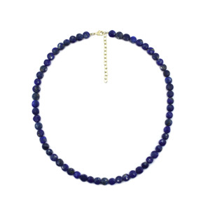 Lapislázuli facetado moneda forma plata esterlina chapado en oro ajustable cuentas hechas a mano collar septiembre piedra natal regalo de boda - Product Image 1