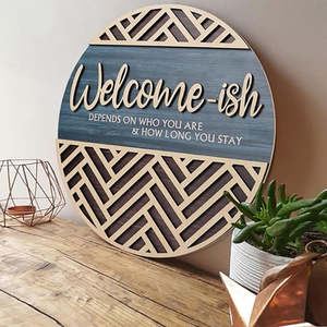 Décoration de plaque murale 3d en bois de bienvenue rustique et créative Welcome Hanging Sign Plaque Décoration pour porte d'entrée Ferme Porche ou Entrée - Product Image 4