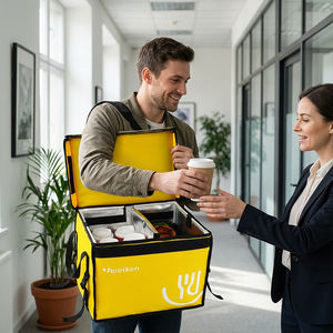 Sac isotherme portable pour pique-nique en plein air, sac de livraison de repas jaune isolé avec plusieurs compartiments - Product Image 2