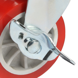 Wolverine Casters 3-Inch Red Pvc Swivel Caster With Side Brake Lightweight Solid Tire Wheel For Furniture Industry - Product Image 3