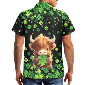 Camicie da uomo per il Giorno di San Patrizio, design con trifoglio verde, maniche corte, oversize, estive, taglie forti 2XS-5XL - Product Image 5