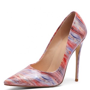 Super High Women Pointy Toe Thin-Heeled Stiletto Large Size 45 Basic Art Print Dress <b>Shoes</b> Lady Female Wedding Party <b>Shoes</b> - Product Image 2