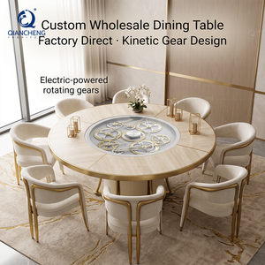 Mesa de Comedor Redonda de Lujo con Diseño de Engranaje Giratorio Eléctrico Lazy Susan, 8 Plazas, Acero Inoxidable, para Villa, Hotel, <span class=keywords><strong>Restaurante</strong></span>, Fábrica OEM - Product Image 3