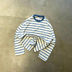 T-shirts à manches longues rayés en coton, style streetwear vintage décontracté, sweat-shirt à col rond surdimensionné, chemise rayée - Product Image 4