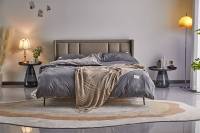 Nordisches Design Einfaches Luxus-Kingsize-Queen-Size-Doppelbett Lederkopfteil Hoher Plattform-Metallbettrahmen