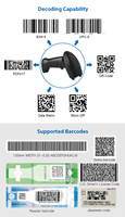 Escáner de Código de Barras Inalámbrico Portátil DYscan 1D 2D QR, Lector de Códigos de Barras BT CMOS con Soporte
