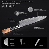 Couteau à trancher utilitaire le plus populaire outils de cuisine avec manche en résine ensemble de couteaux de chef de cuisine en acier damas pour la cuisine