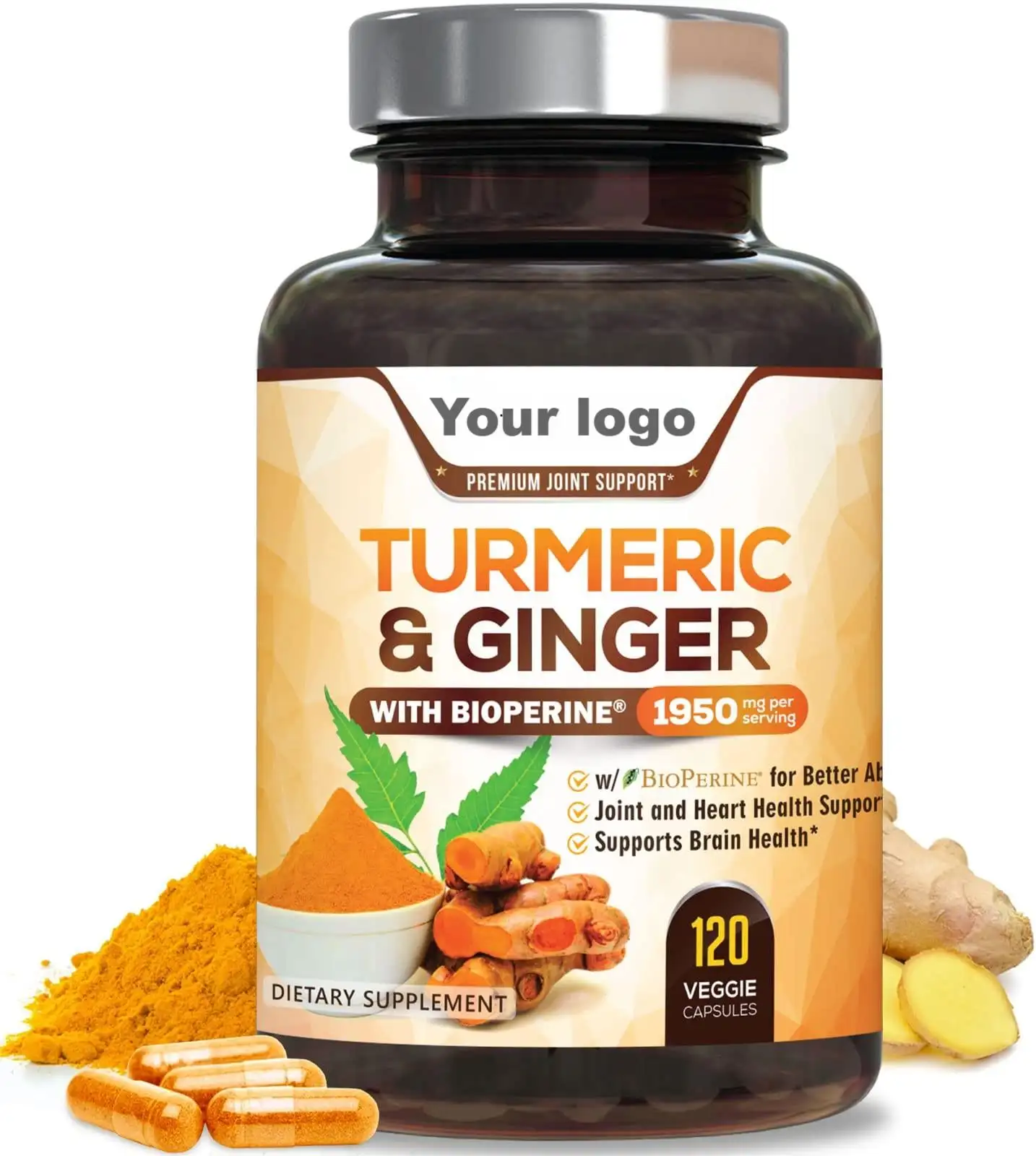 OEM Organic Turmeric Vinegar Extract Capsules with BioPerine 95% Curcumin Supplements Natural Bone Joint Support Capsules