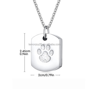Kalung Kenang-kenangan Kehilangan Hewan Peliharaan, Liontin Kremasi Baja Anti Karat dengan Jejak Cakar, Grosir & Pasokan Massal - Product Image 1