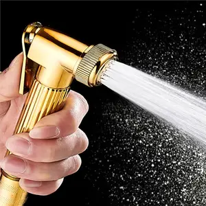 Bathroom Shower System Set With Bidet Faucet Black Gold Hot And Cold Bathtub Mixer Brass Faucet Temperature Rainfall Shower Set