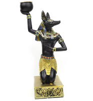 Dekorative Hundegott Anubis Sphinx Göttin Geschenke Altägyptische Kerzenhalter Desktop Gold Kerzenständer Figur Kunsthandwerk für Zuhause