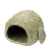 Tunnel en paille de bois de pin pour animaux de compagnie : lapins, cochons d'Inde, chinchillas, hamsters, hérissons – Nid cachette fait main avec bouton-pression, jouet de passage