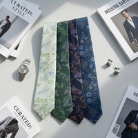 Cravate en polyester à motif floral pour homme, idéale pour le printemps, l'été, le jardin, les mariages en extérieur, cadeau, pièce unique