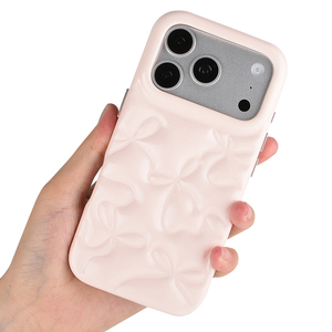 Coque de téléphone antichoc en cuir PU souple avec motif nœud 3D en relief pour iPhone 17 16 15 14 Femme - Product Image 4