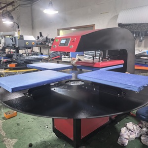 New J Automatic 40x60cm DTF Pneumatic Four Station Hot Transfer Rotary Heat Press Machine Sublimation Garments Flatbed <b>Printer</b> - Product Image 1