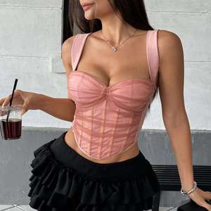 Chuangerm Spot Nouveauté 2025 Haut Corset Vintage à Motif Quadrillé, <span class=keywords><strong>Bustier</strong></span> à Motif Diamant avec Bonnets Rembourrés, Camisole Amincissante à Baleines <span class=keywords><strong>pour</strong></span> Femme - Product Image 5