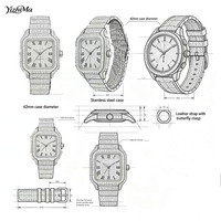 Montres mécaniques automatiques pour hommes en moissanite carrée VVS1 couleur D, étanches, avec diamants, vente en gros