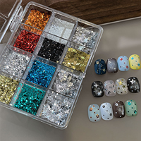 12 Grilles de Paillettes Étoiles Holographiques Ultra-Fines Métalliques pour Décoration d'Ongles, Flocons de Manucure, Décalcomanies pour Nail Art