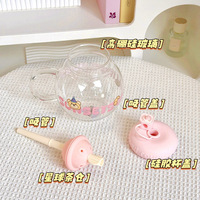 Tasse en verre borosilicate de style coréen pour fille, avec paille, couvercle et filtre, résistante à la chaleur pour infuser le thé, idéale pour le bureau, avec poignée