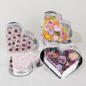 Rosas Eternas en Caja de Acrílico con Espejo, Diseño de Corazón, Venta al por Mayor - Product Image 1