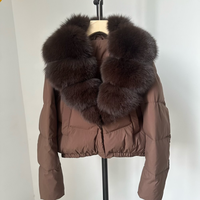 2025 Winter Big Natural Fox Fur Flauschiger Puffer mantel Frauen Warm 90% White Duck Feather Down Kurze Jacke Wasserdichter Parka