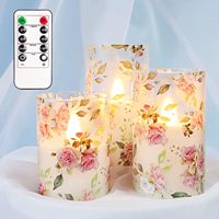 Bougies sans flamme à piles, en verre, à LED scintillantes, avec télécommande, bougies piliers réalistes, Noël, écologiques