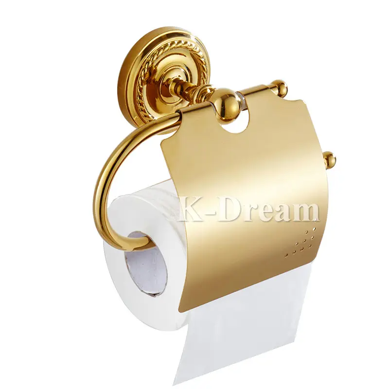 KD-GBA14 Western Style Bathroom Accessories Gold Color Toilet Paper Holder High Quality Wall Hung Brass Tissue Holder for WC