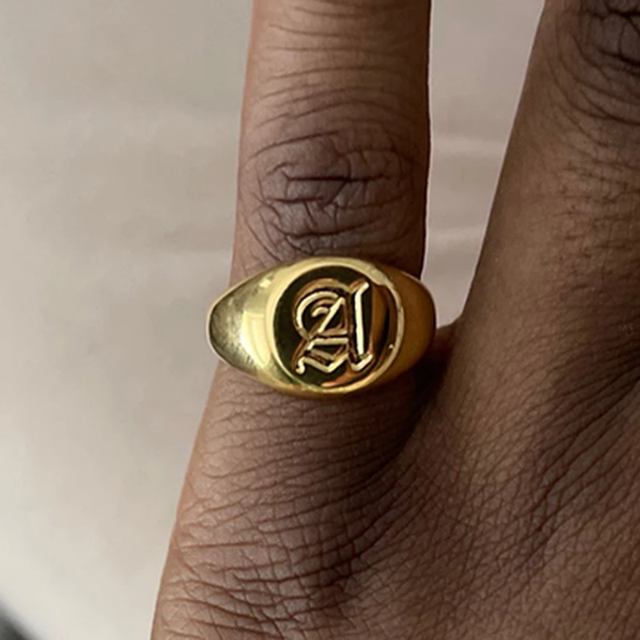 Initial Ring Stainless Steel Alphabet Rings for Men Women