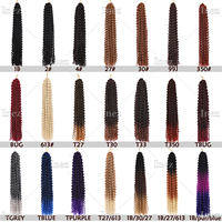 Extensions de cheveux synthétiques pré-bouclées Water Wave 24 pouces pour tresses au crochet, effet ombré et bouclé, pour tresses Passion Twist
