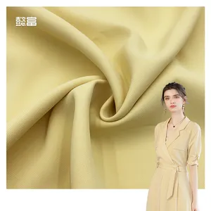 새로운 디자인 제품 100 폴리 에스테르 짠 의류 직물 단색 스트레치 직물 드레스