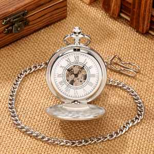 Montre de <span class=keywords><strong>poche</strong></span> mécanique squelette <span class=keywords><strong>vintage</strong></span> en argent avec boîtier <span class=keywords><strong>vide</strong></span> fini brossé, montre à remontage automatique pour cadeau et collection DIY - Product Image 2