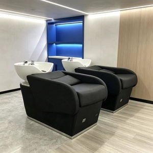 Station de lavage de cheveux ergonomique en gros pour salon, chaises de lavage de cheveux pour salon, lit de lavage en cuir PU avec cuvette en céramique - Product Image 4