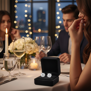Pendientes de Diamantes Solitarios de Oro Blanco con Corte Brillante Redondo Natural de 0.30TCW Certificados para Mujeres y Niñas - Mejor Precio de Venta - Product Image 3