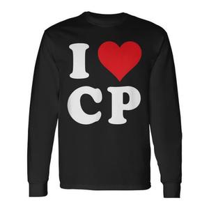 Camiseta de manga larga I Love Cp Initials, color negro, 100% algodón, ajuste unisex - Product Image 1