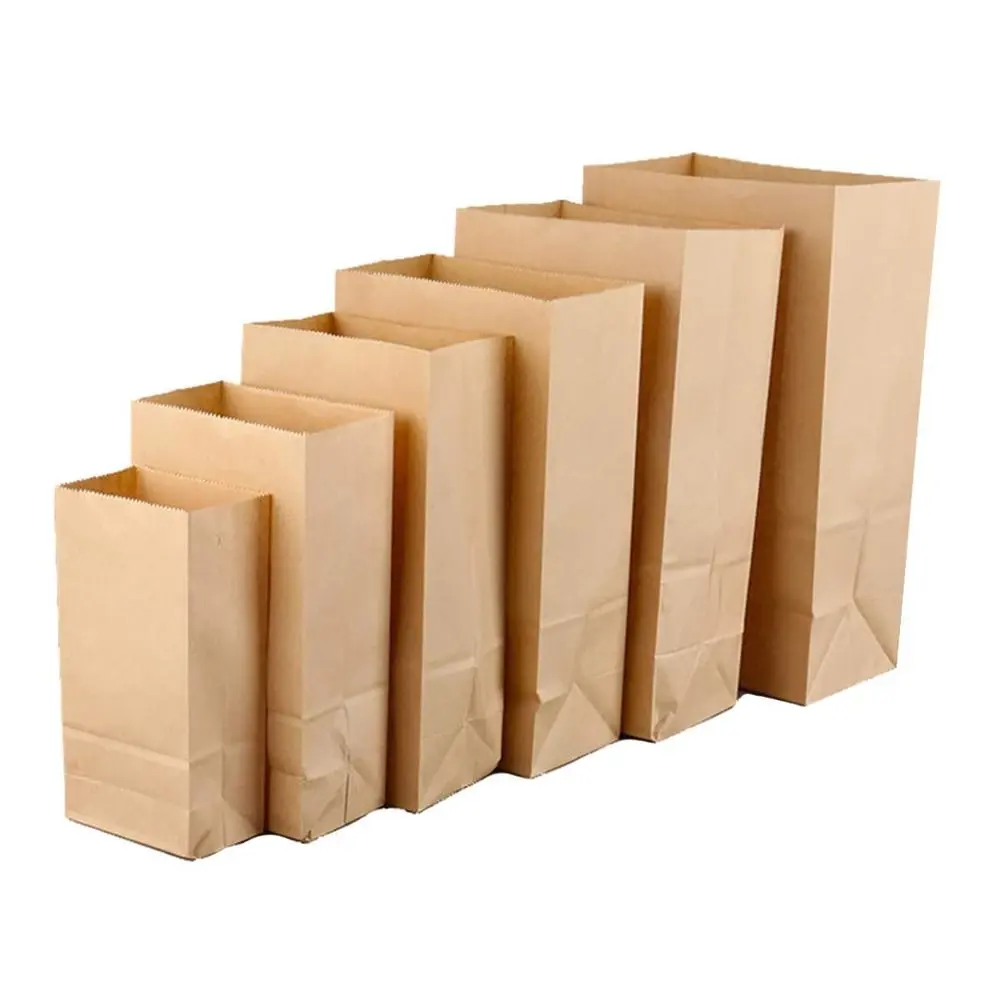 Custom Cheap Disposable Takeout Candy Bread Chicken Food Packaging Kraft Paper Bag Delivery Bag