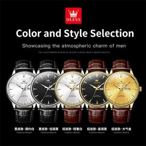 Reloj de Cuarzo para Hombre, 2933, de Lujo, con Correa de Cuero Genuino, Calendario, Clásico, Resistente al Agua, con Logotipo Personalizado OEM - Product Image 6
