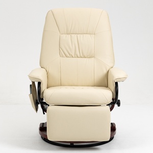 Fauteuil inclinable moderne à pédale unique en cuir, dossier haut, <span class=keywords><strong>pivotant</strong></span>, avec réglage manuel, structure métallique et revêtement en tissu - Product Image 1