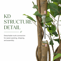 Arbre artificiel en PE hyper-réaliste Ficus 220 cm, résistant aux UV/au feu, haute qualité, toucher réaliste, écologique, luxe moderne, intérieur/extérieur