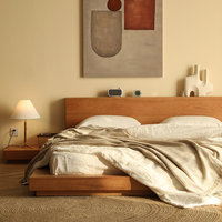 Lit plateforme sur mesure en bois massif à profil bas, noyer, chêne, frêne, style japonais, taille King Size