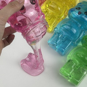 Nouveau design : Kit de slime transparent et pailleté pour enfants, avec jouet ours en chapeau aux couleurs arc-en-ciel et slime cristallin liquide. - Product Image 6