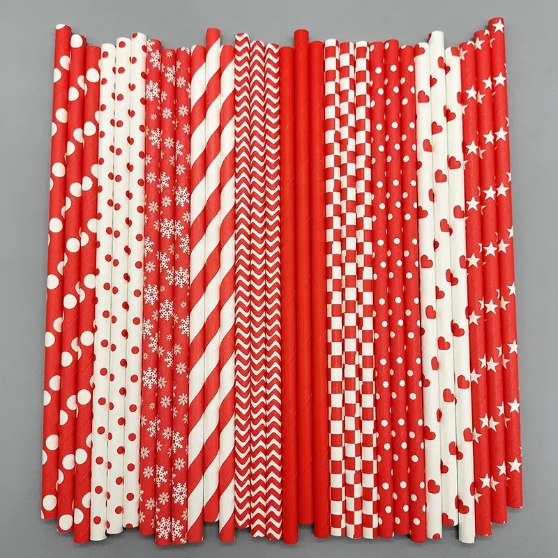 Smartops Disposable Eco-friendly Biodegradable Recyclable Paper Straws for Party & Christmas Drinking