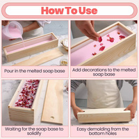Stampo in Silicone Extra-Large per Sapone con Scatola in Legno e Coperchio - Stampi per la Creazione di Sapone Facili da Usare e Pulire per Creatori di Sapone Fai-da-Te