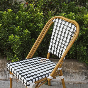 Franse Buitenstoel van Bamboe-look Bistro Rattan, Stapelbare Eetkamerstoel van Wicker - Product Image 4