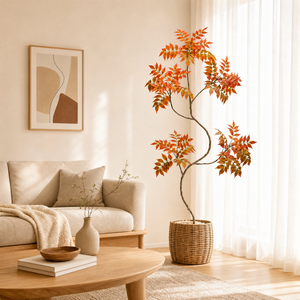 Albero Artificiale Realistico ed Ecologico di Alta Qualità, Pianta in Vaso di Plastica Rossa per Decorazione Interna e Ufficio, <span class=keywords><strong>Verde</strong></span> Moderno - Product Image 1