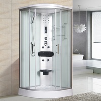 Cabine de douche moderne à usage domestique, coulissante, en forme d'arc, avec cadre, en verre trempé blanc et chauffage à la vapeur, personnalisable