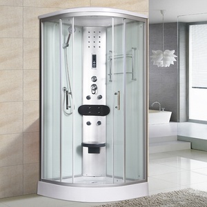 Cabine de <span class=keywords><strong>douche</strong></span> moderne à usage domestique, coulissante, en forme d'arc, avec cadre, en verre trempé blanc et chauffage à la vapeur, personnalisable - Product Image 1