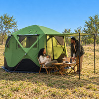 Grande tente dôme gonflable de 4,5 m en polycoton 210g avec ouverture pour poêle, lanterneau et auvent occultant pour le camping et le glamping en toutes saisons
